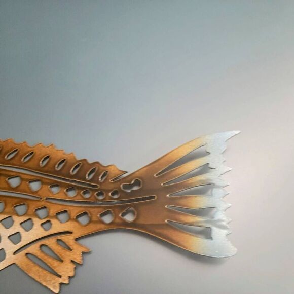 Fishing Enthusiast Blue Fin Fish Handcrafted Heavy Metal Carved Sculpture NEW! - Picture 3 of 8